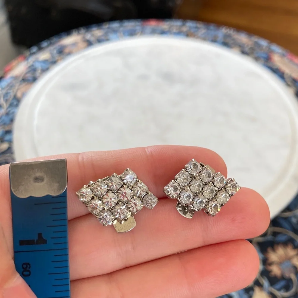 Vintage Bluette Made in France Signed Rhinestone Shoe Clips
